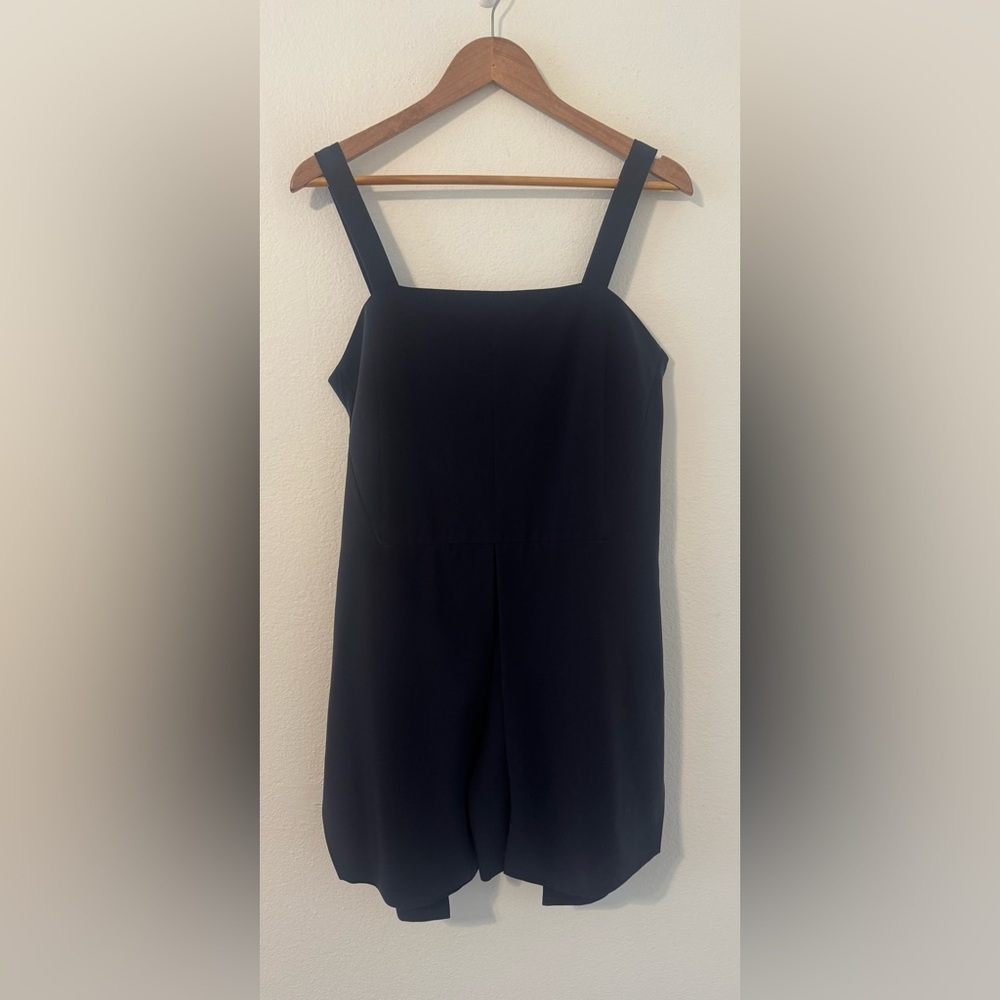 Public School NYC Franka Navy Overlay Romper Minimalist Capsule Wardrobe Sz 6